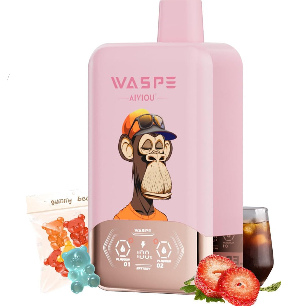 Pack 2 Vapers 40.000 Puffs con pantalla led - recargable Tipo C sabor Osito Gominola + Cola Fresa - Larga Duración y Doble Sabor (Sin Nicotina)